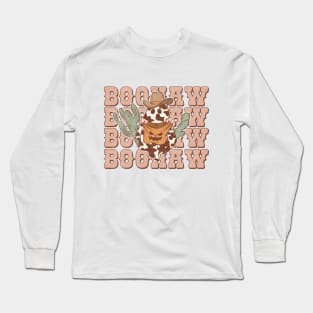 Halloween Boo Haw Sweatshirt, Country Cowgirl Halloween Shirt, Cowboy Ghost Shirt, Cute Ghost Halloween Shirt, Western Ghost Shirt Long Sleeve T-Shirt